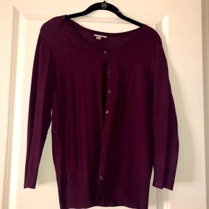 Halogen Cardigan Burgundy/Maroon Scoop Neck